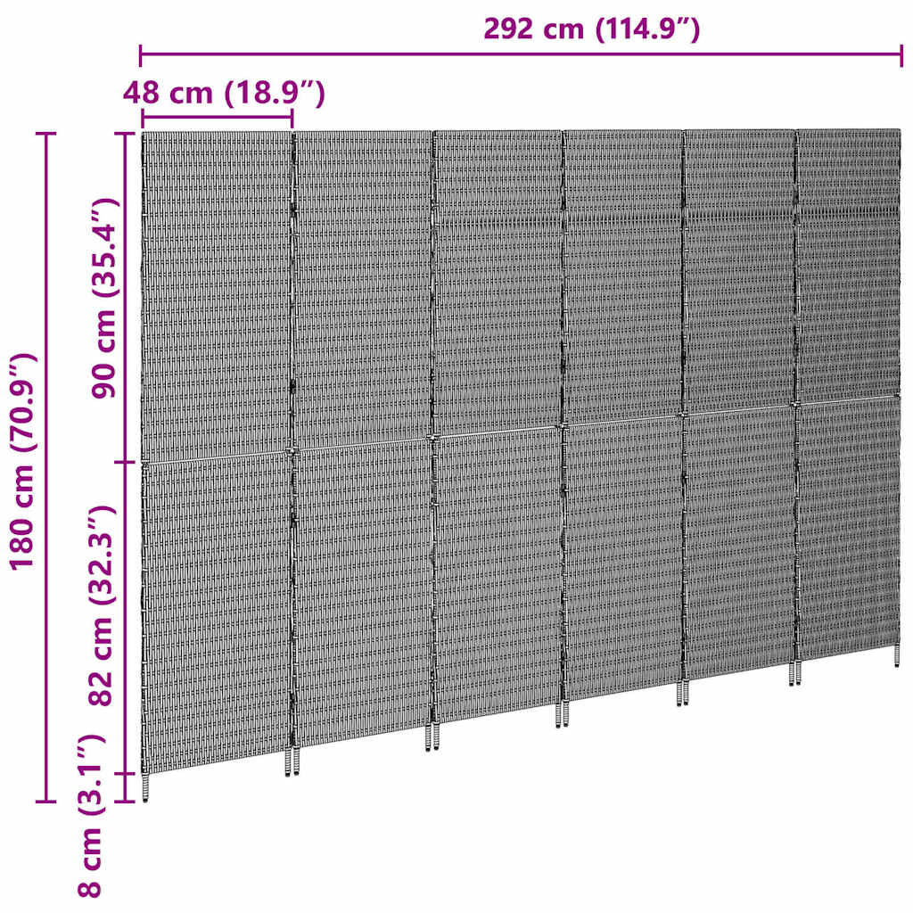 Room Divider Folding Manual Beige 292 x 180 cm Poly Rattan