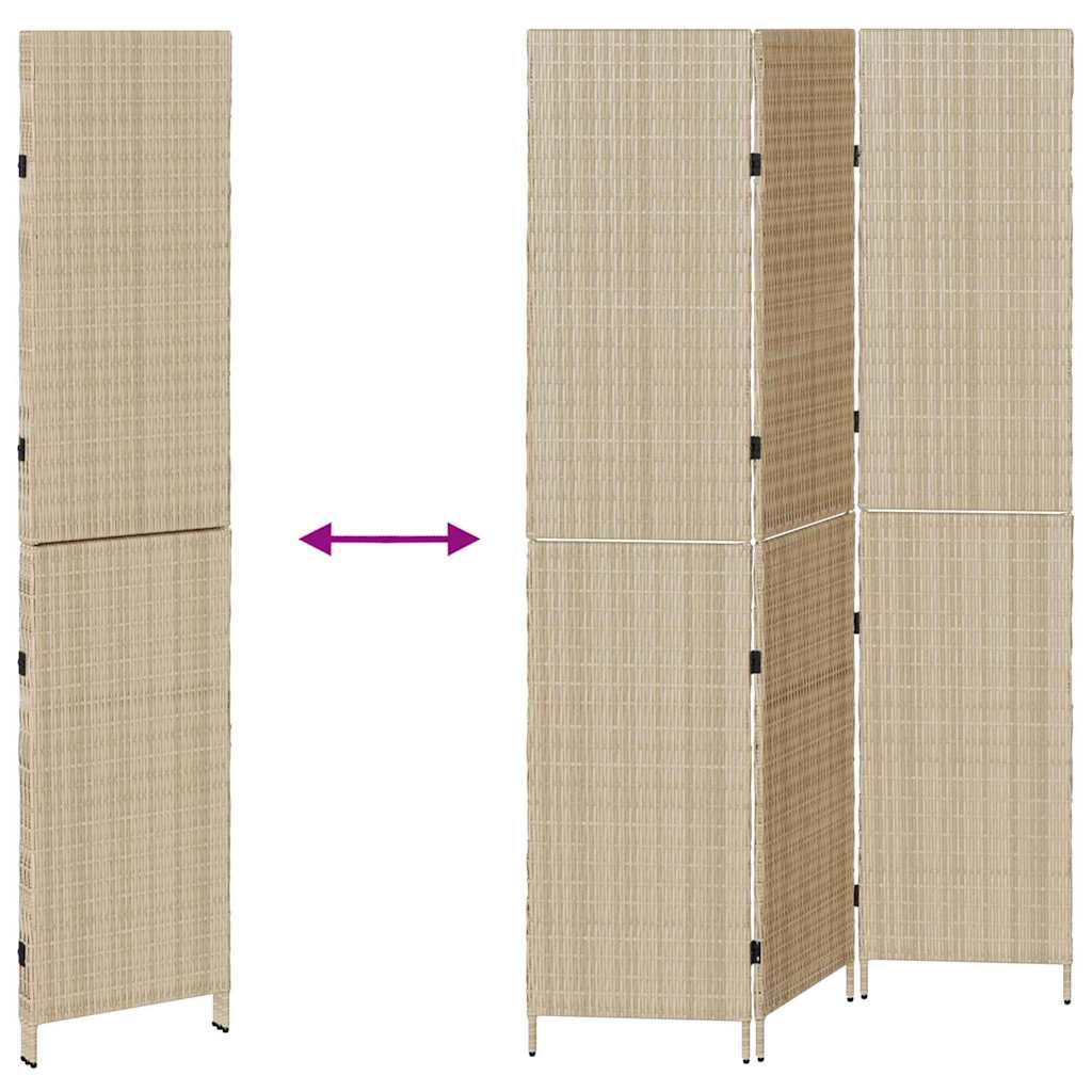 Room Divider Folding Manual Beige 146 x 200 cm Poly Rattan