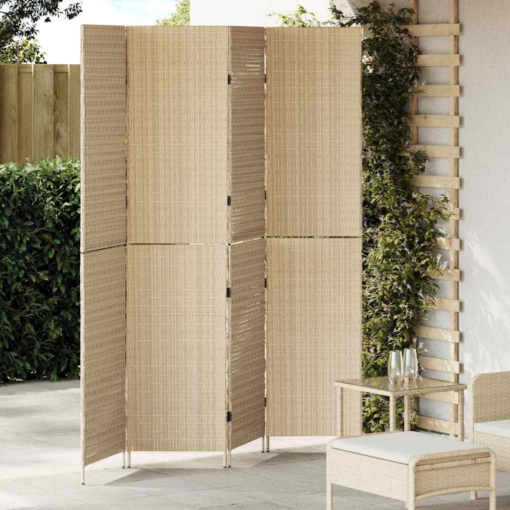 Room Divider Folding Manual Beige 196 x 200 cm Poly Rattan