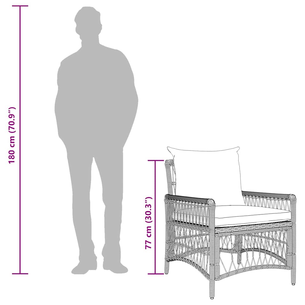 Garden Chair Black 60 x 70 x 78cm Poly Rattan