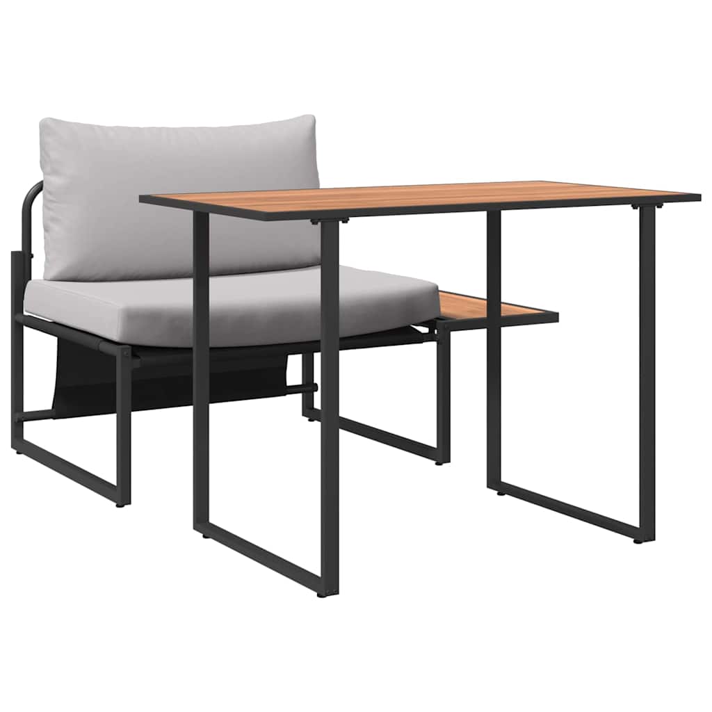 Garden Dining Set 2 pcs Light grey Steel