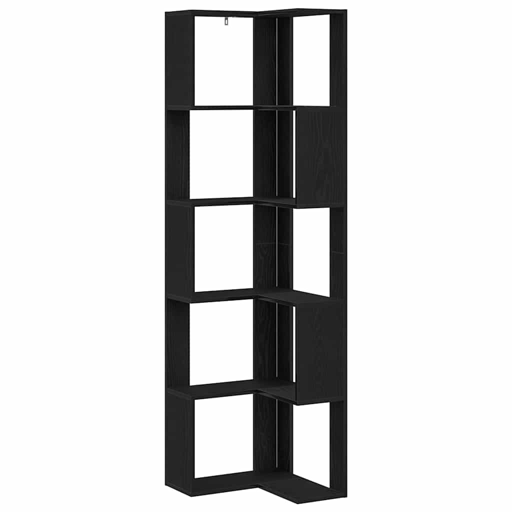Corner Bookcase Black oak 50 x 50 x 179 cm Engineered wood