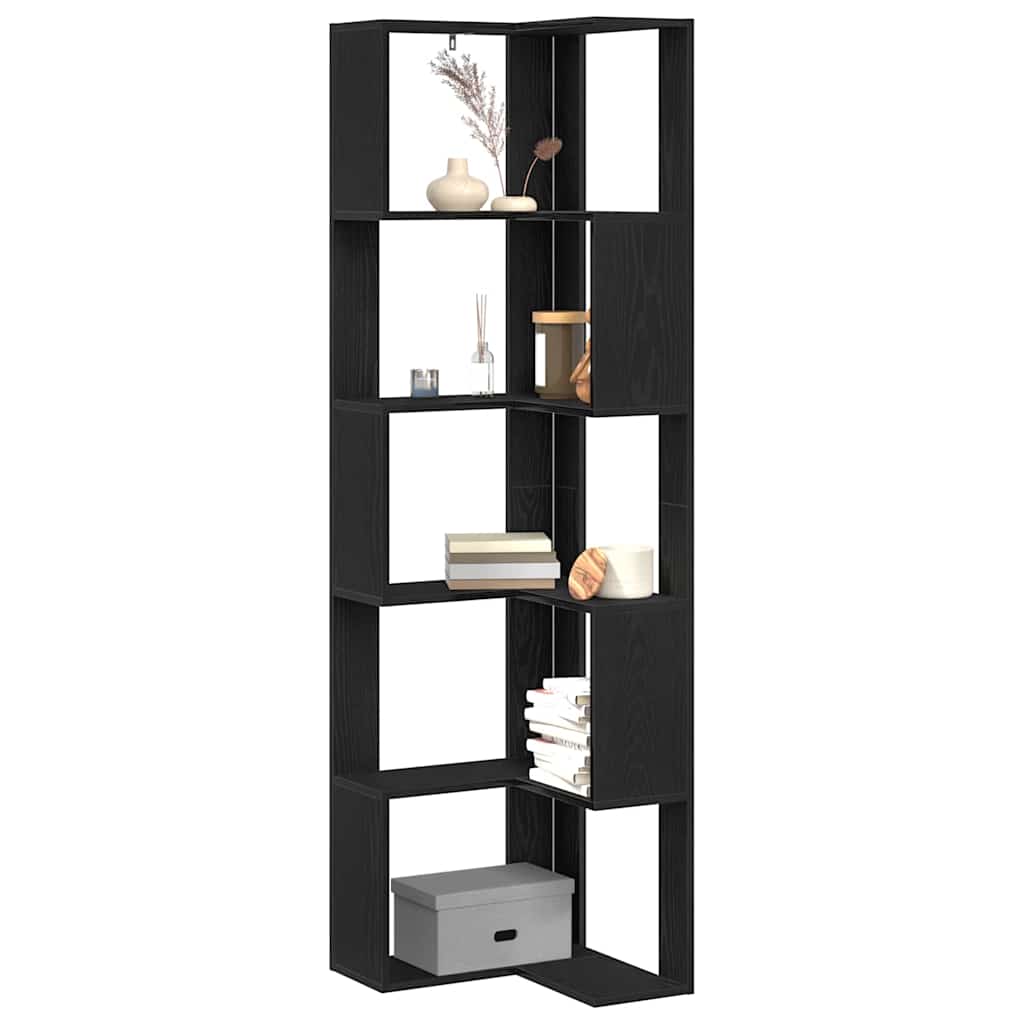 Corner Bookcase Black oak 50 x 50 x 179 cm Engineered wood