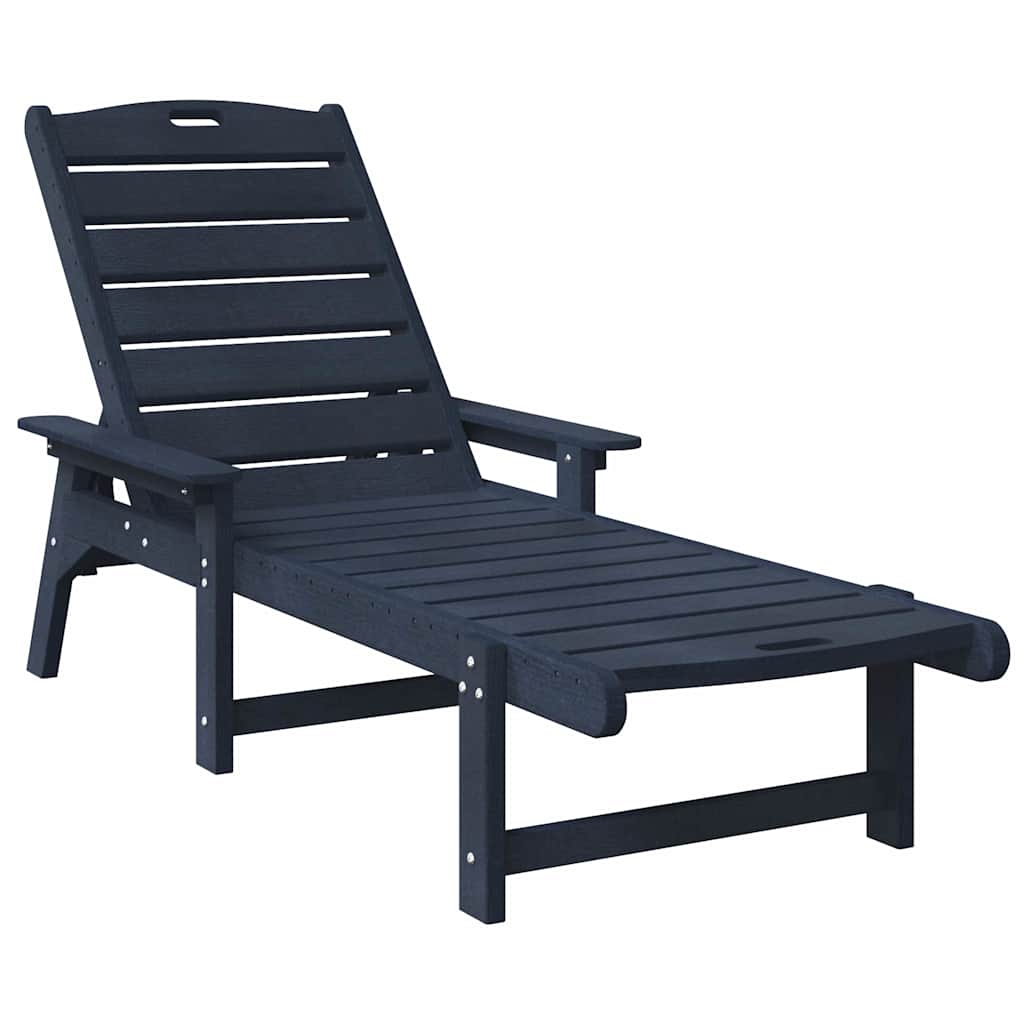 Sun Lounger with Cushion Navy 73.5 x 92 x 90cm HDPE