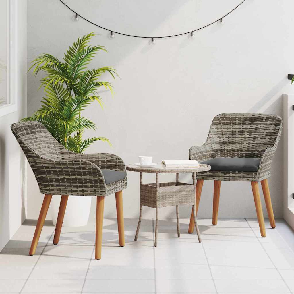 Garden Chair 2 pcs Grey 55 x 62.5 x 82cm Poly Rattan