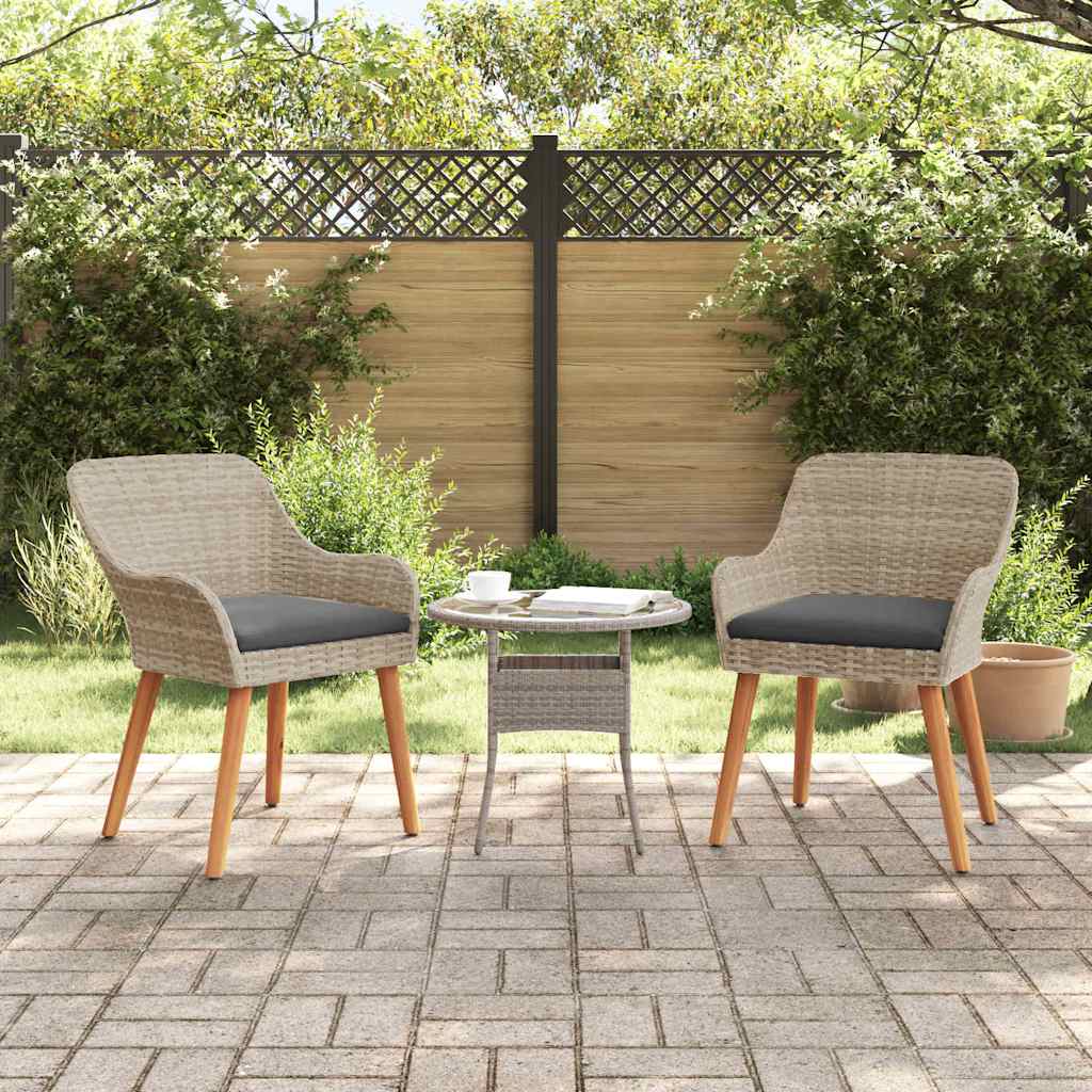 Garden Chair 2 pcs Light Grey 55 x 62.5 x 82cm Poly Rattan