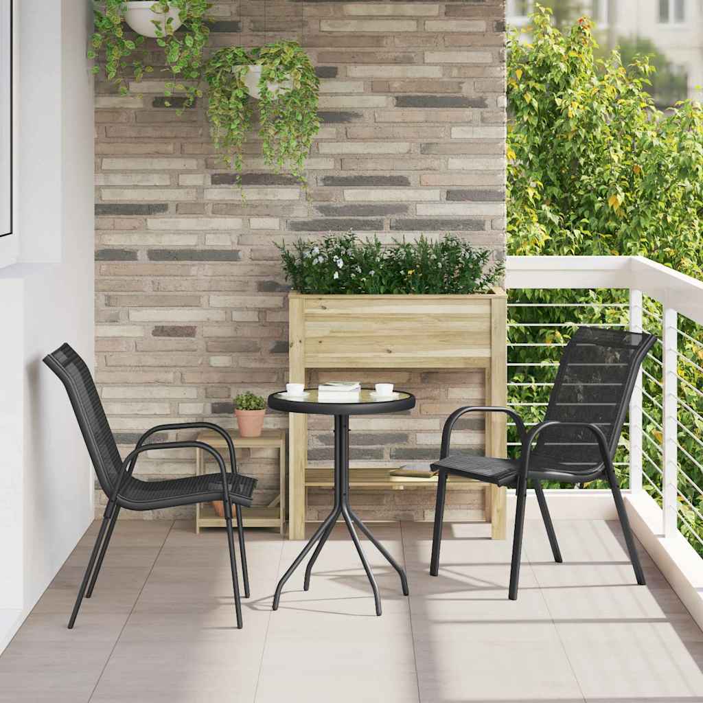 Garden Bistro Set 3 pcs Black Steel