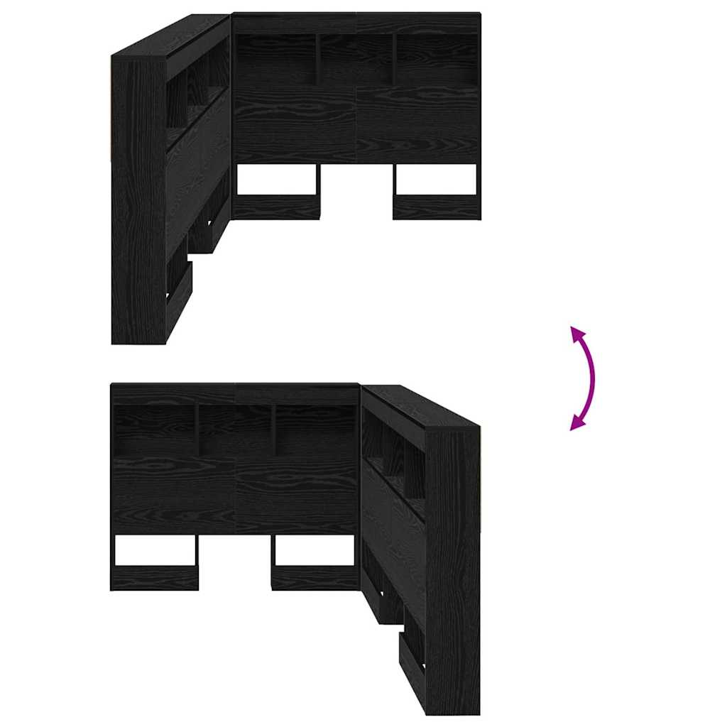 Storage Headboard with Shelf Black oak 80 cm Engineered wood