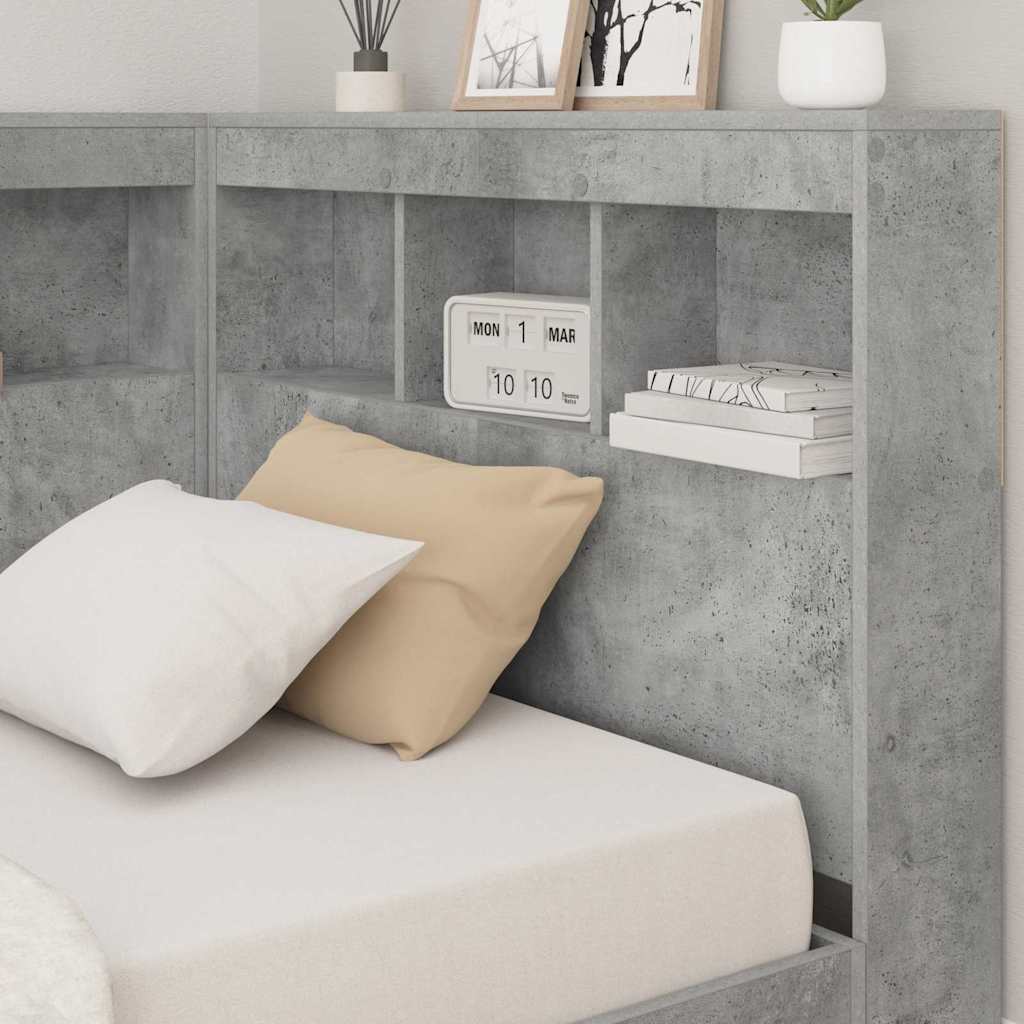 Storage Headboard Concrete grey 80 cm Engineered wood