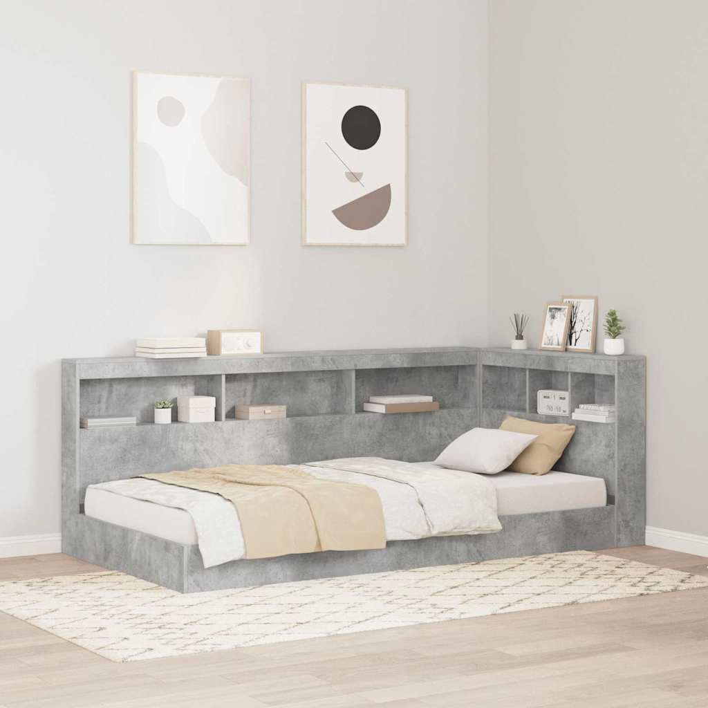 Storage Headboard Concrete grey 90 cm Engineered wood