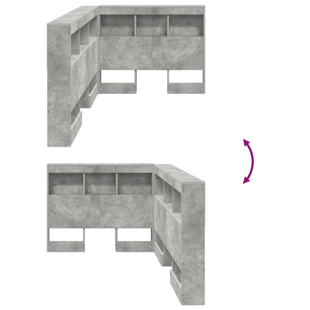 Storage Headboard Concrete grey 90 cm Engineered wood