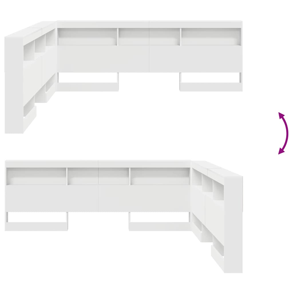 Storage Headboard with Shelf White 200 cm Engineered wood