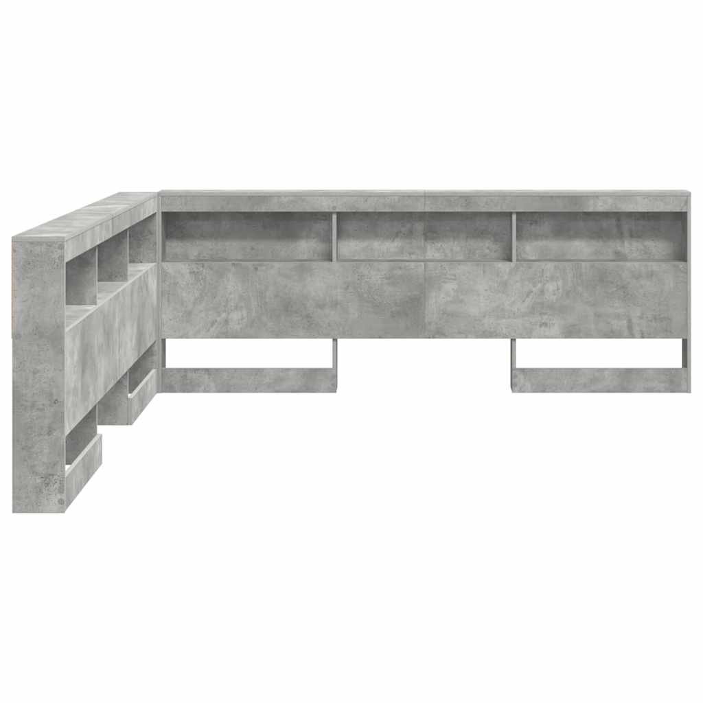 Storage Headboard Concrete grey 200 cm Engineered wood