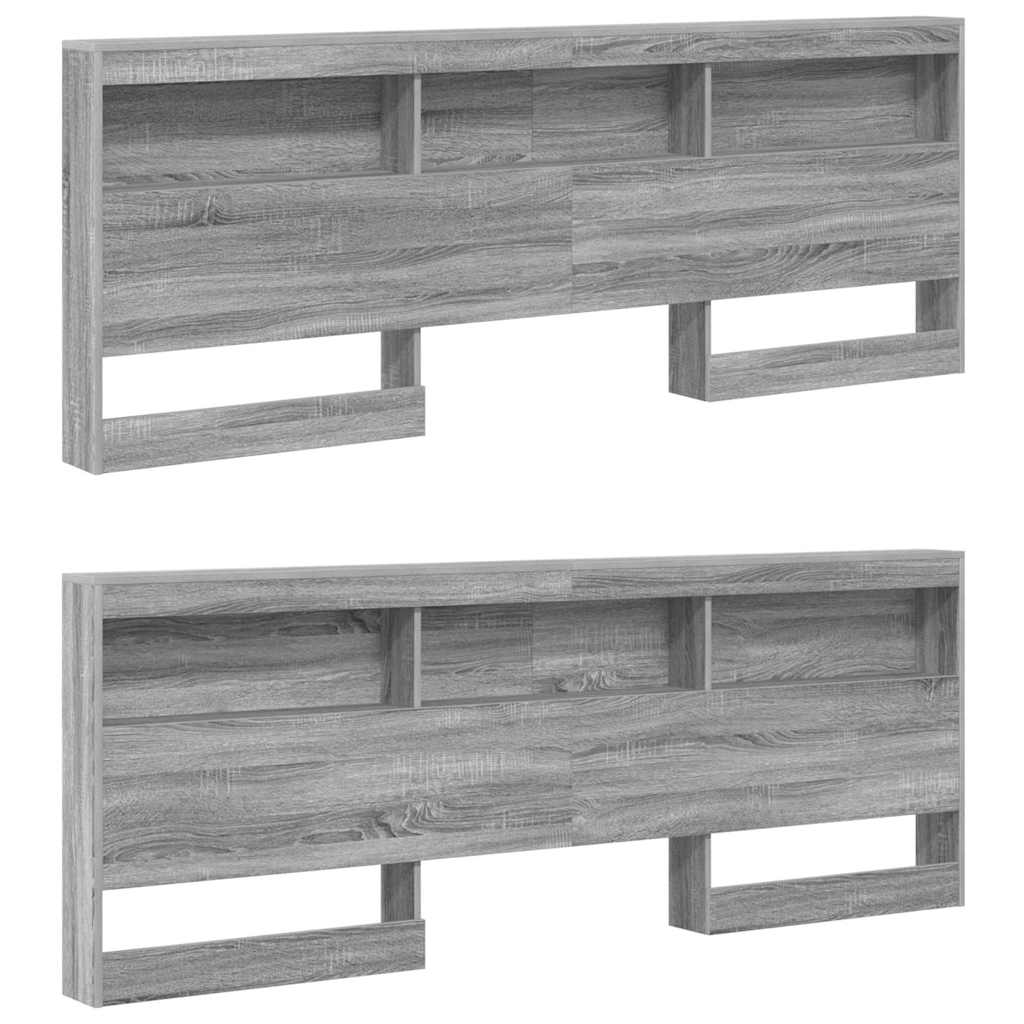 Storage Headboard with Shelf Grey sonoma 200 cm Engineered wood