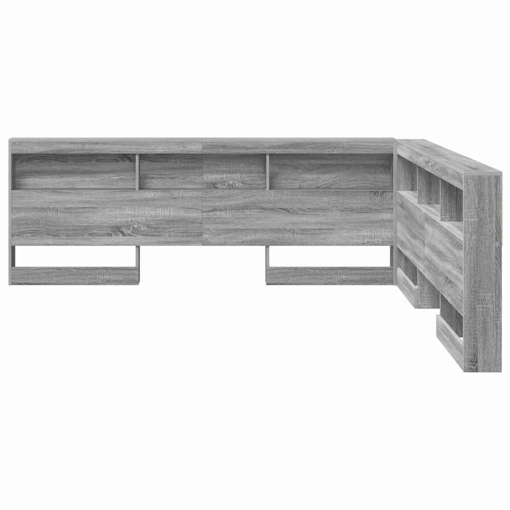 Storage Headboard with Shelf Grey sonoma 200 cm Engineered wood