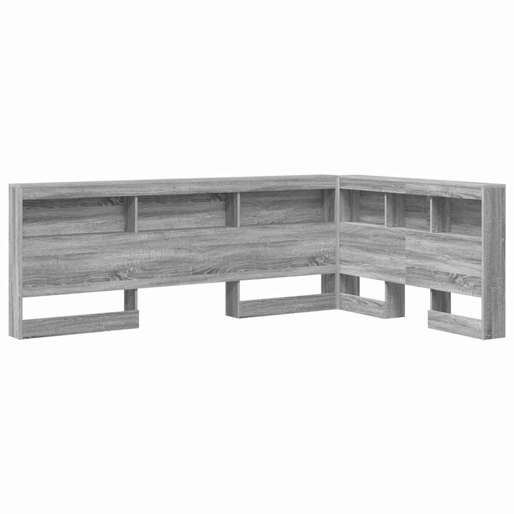 Storage Headboard with Shelf Grey sonoma 120 cm Engineered wood