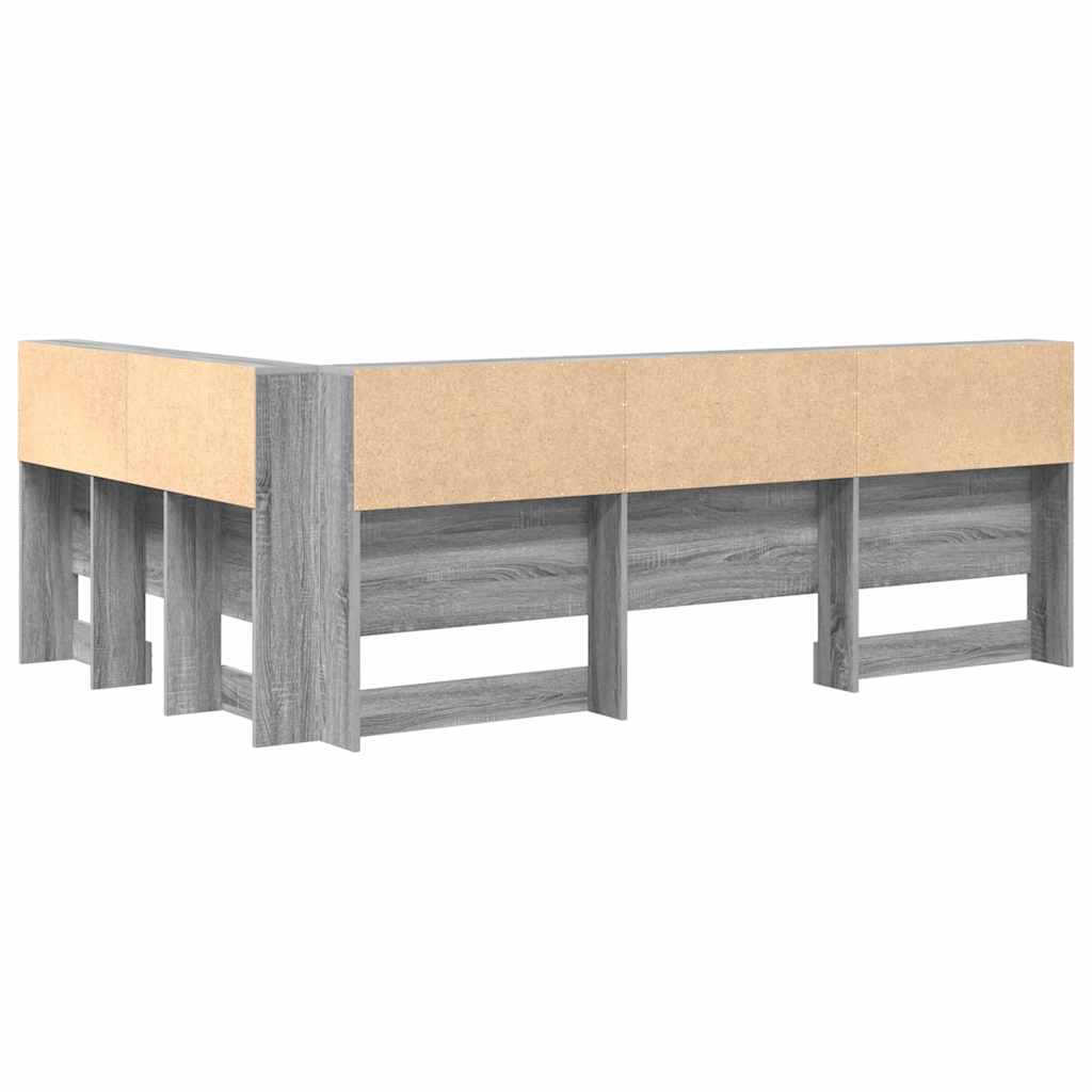 Storage Headboard with Shelf Grey sonoma 120 cm Engineered wood