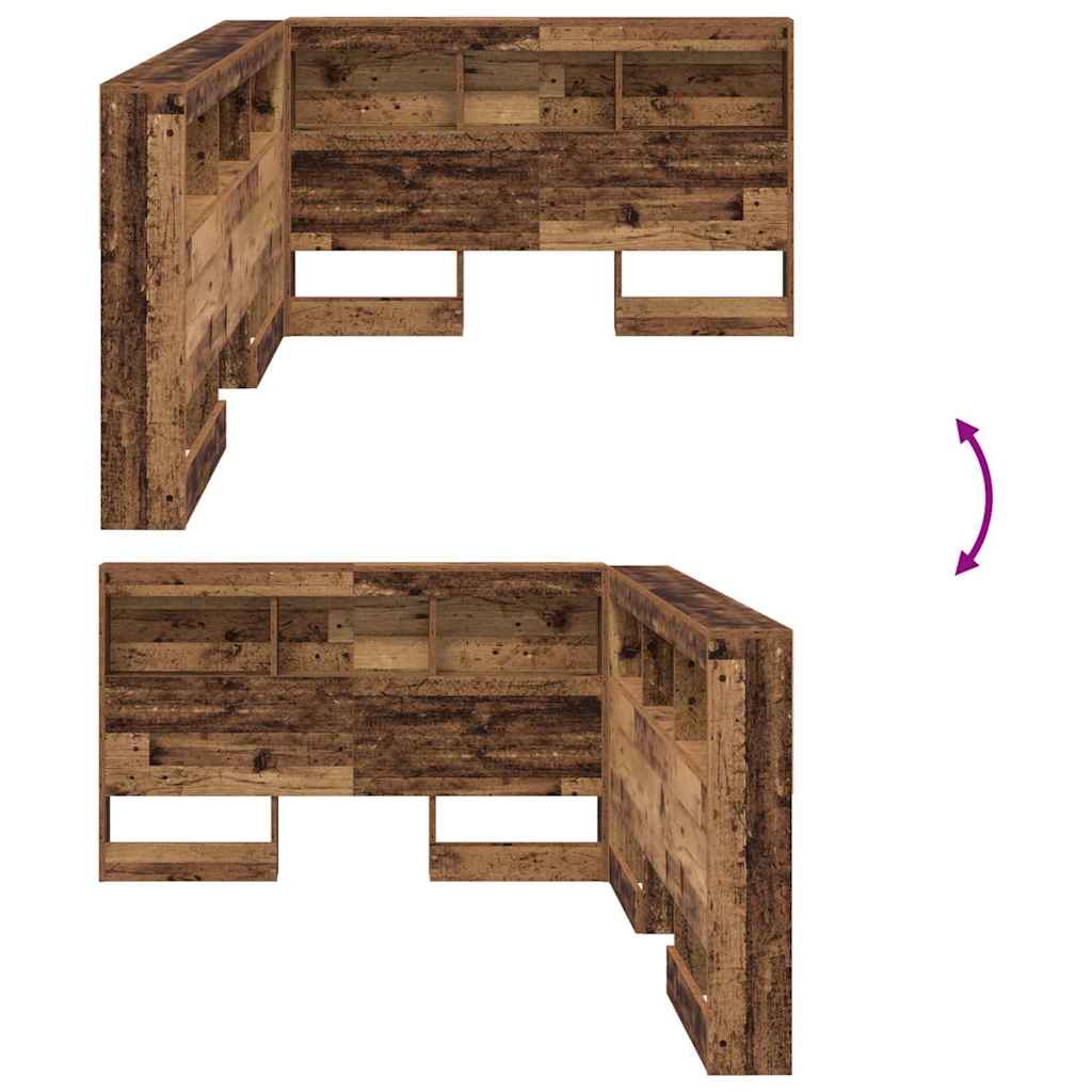 Storage Headboard with Shelf Old wood 120 cm Engineered wood