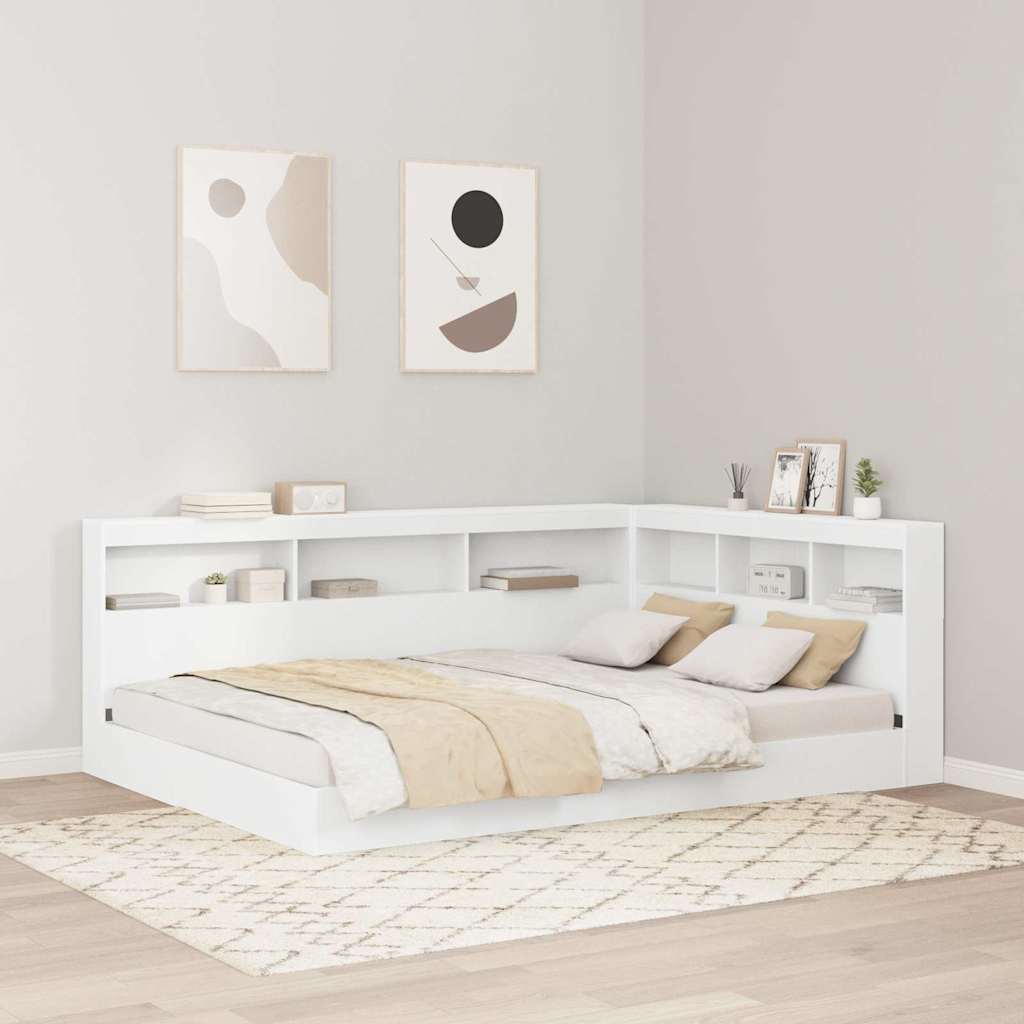 Storage Headboard with Shelf White 150 cm Engineered wood