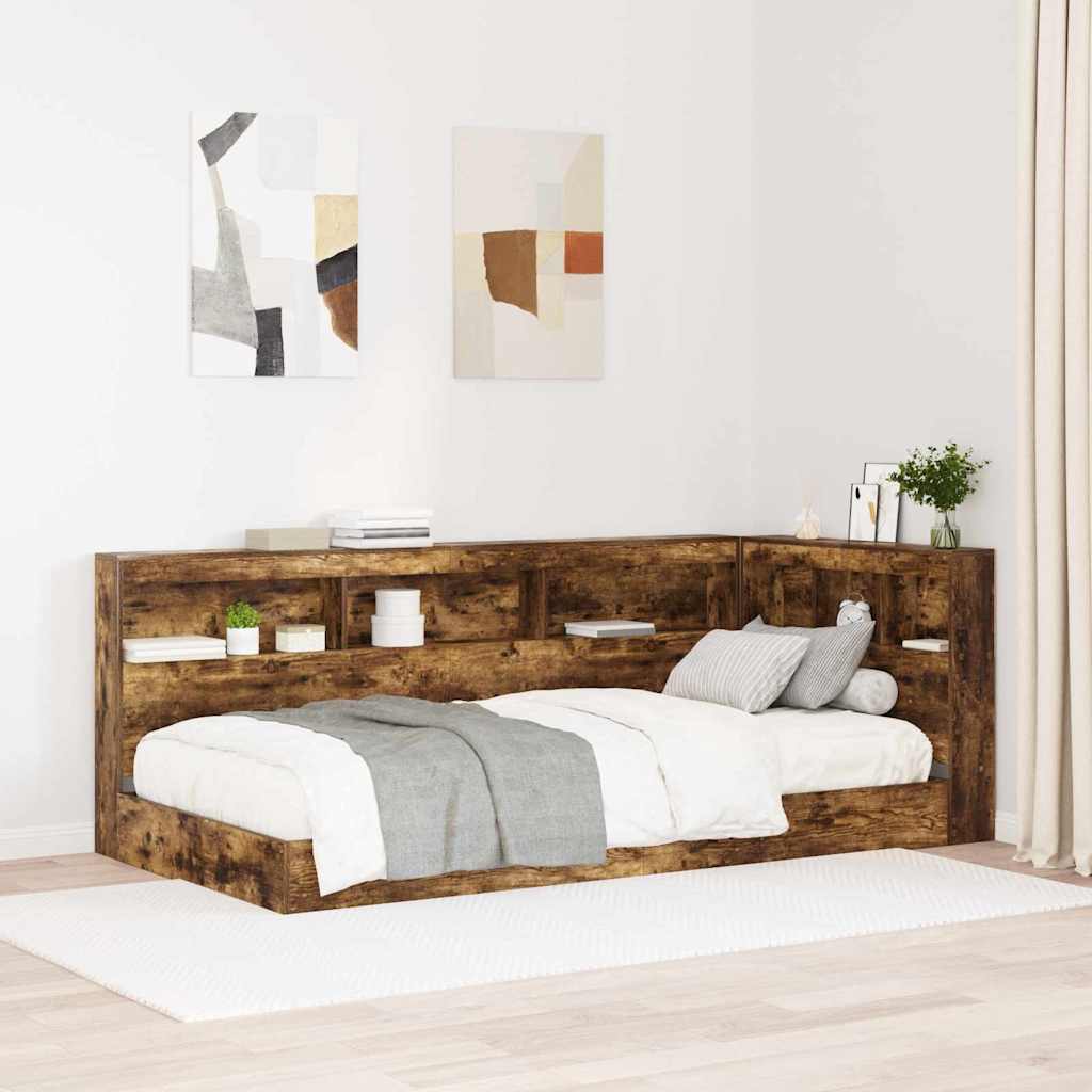 Storage Headboard with Shelf Smoked oak 90 cm Engineered wood