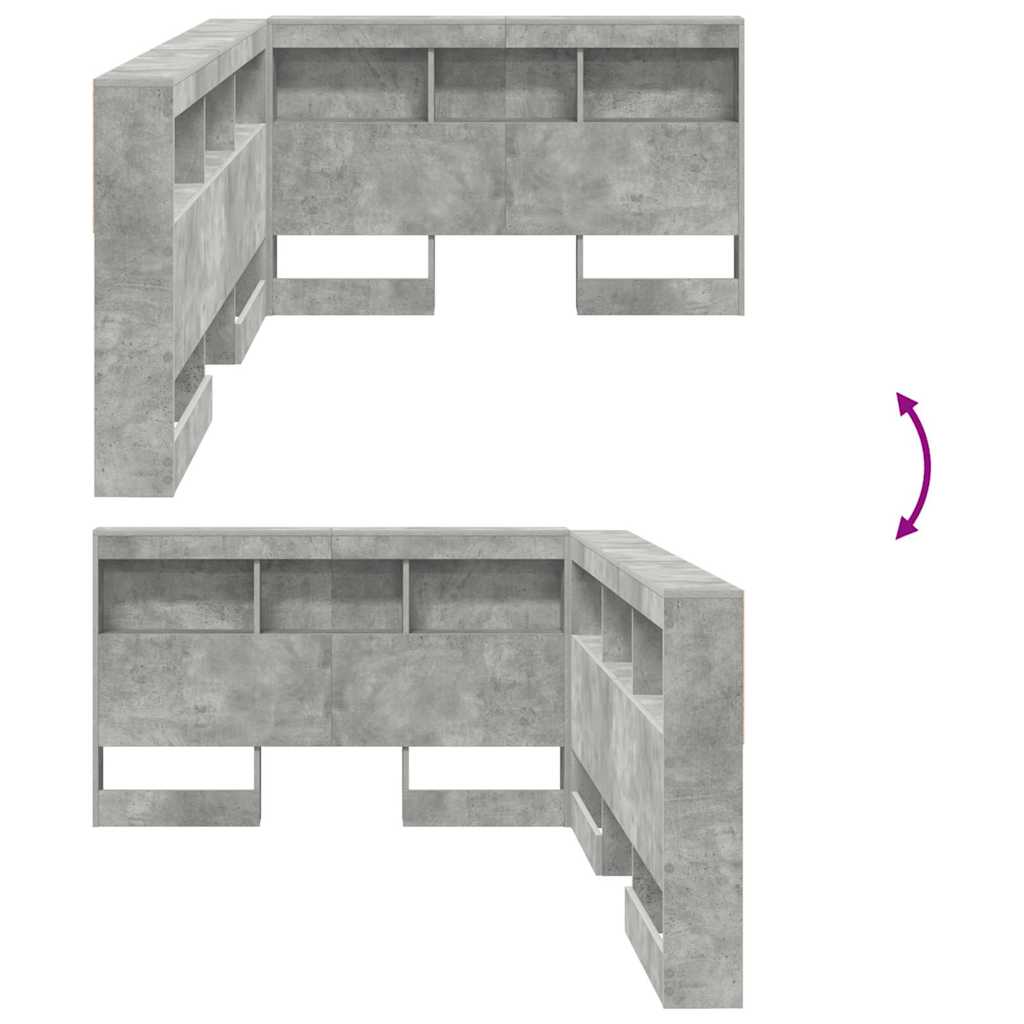 Storage Headboard Concrete grey 120 cm Engineered wood