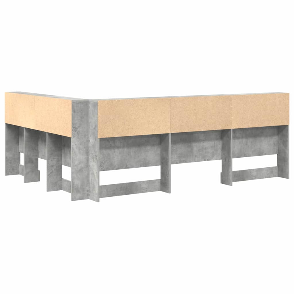 Storage Headboard Concrete grey 140 cm Engineered wood