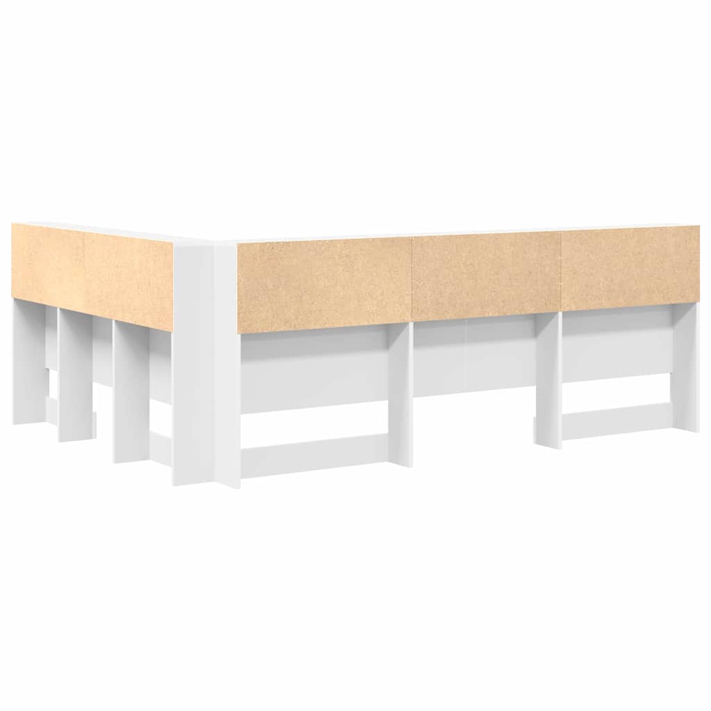 Storage Headboard with Shelf White 135 cm Engineered wood