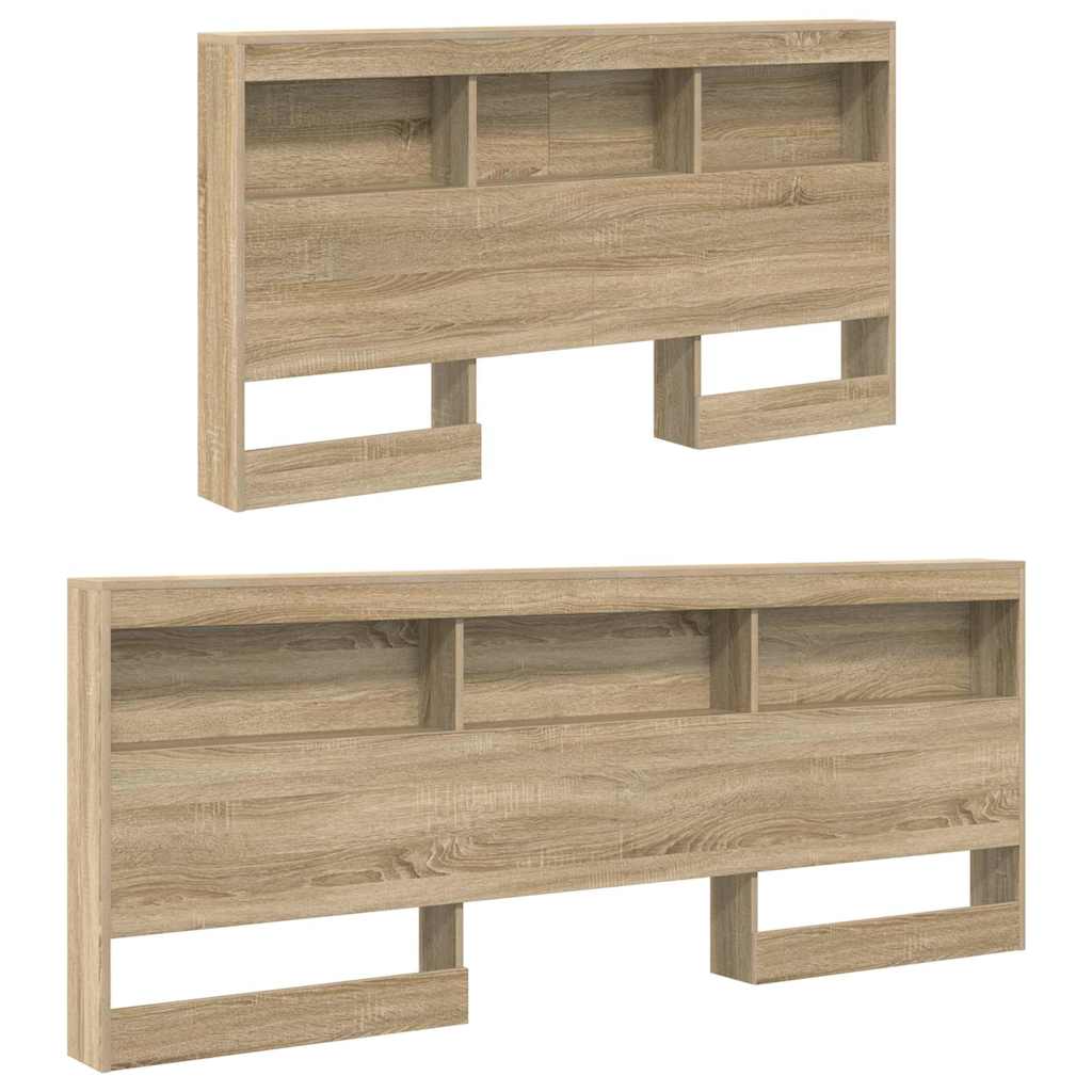 Storage Headboard with Shelf Sonoma oak 135 cm Engineered wood