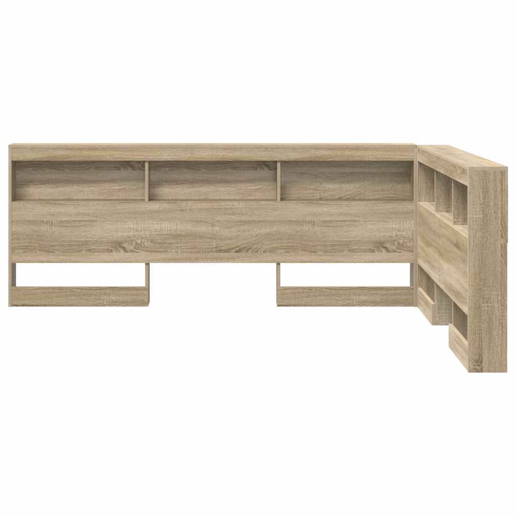 Storage Headboard with Shelf Sonoma oak 135 cm Engineered wood