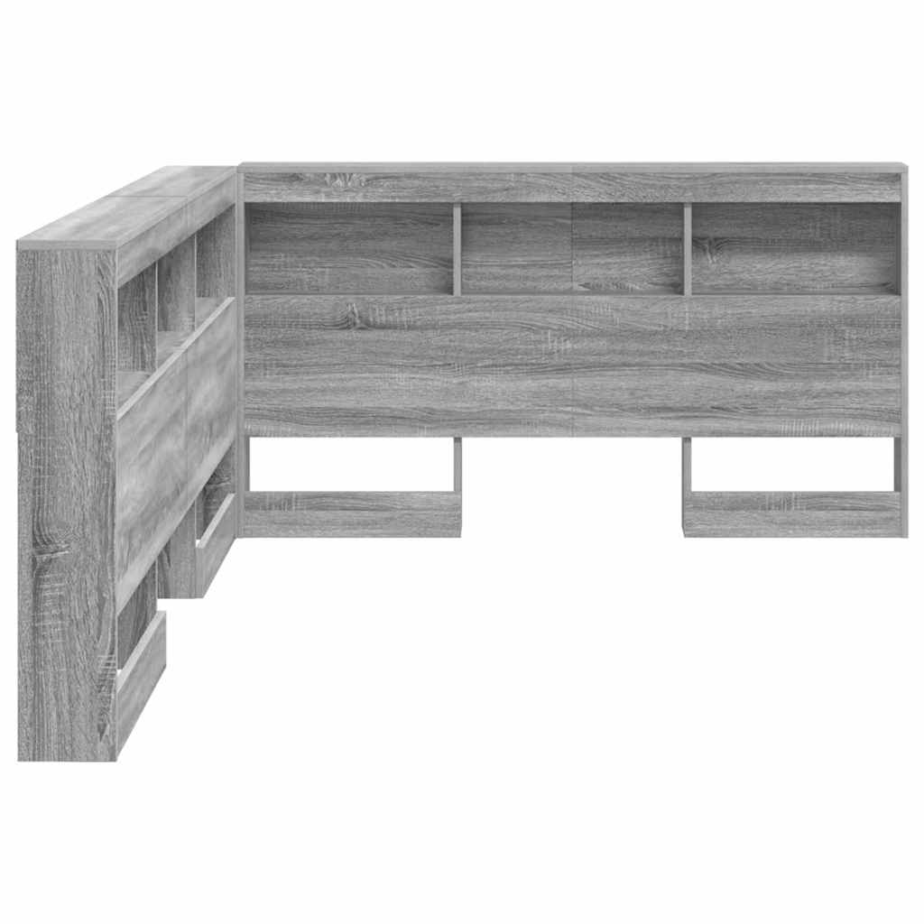 Storage Headboard with Shelf Grey sonoma 135 cm Engineered wood