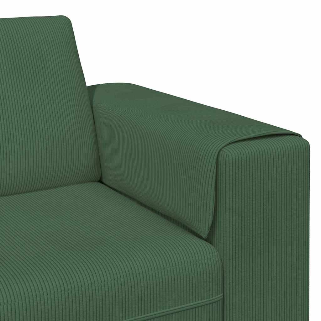 Fabric Sofa with Cushion Dark Green 208 cm Corduroy fabric