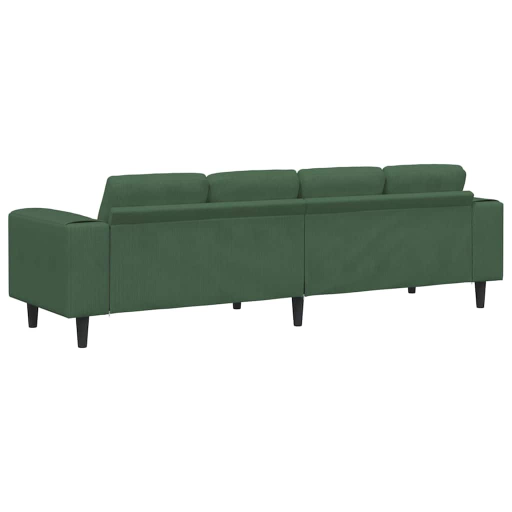 Fabric Sofa with Cushion Dark Green 208 cm Corduroy fabric
