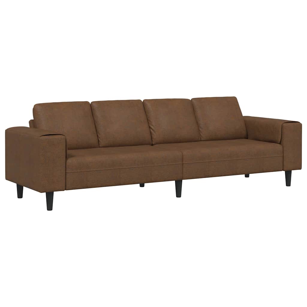 Sofa Set Brown Faux suede leather