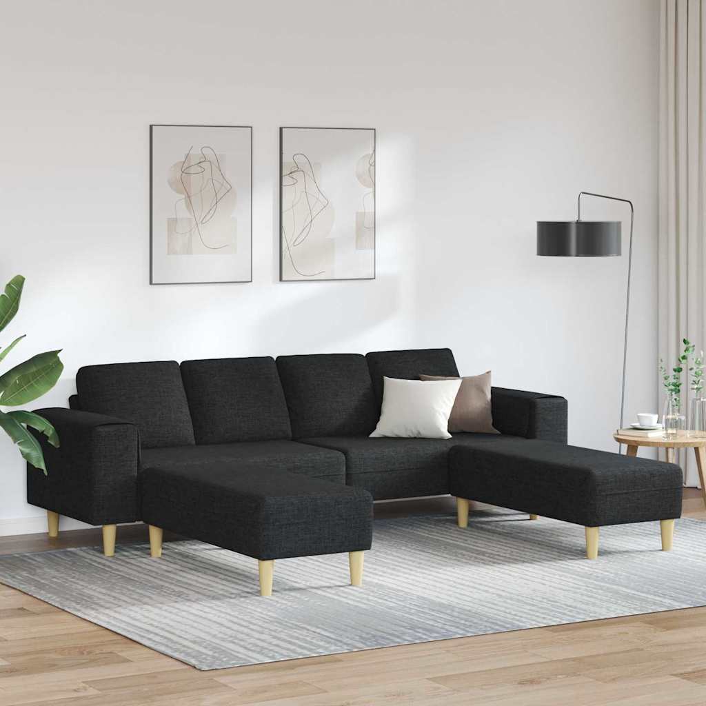 Sofa Set Black Fabric