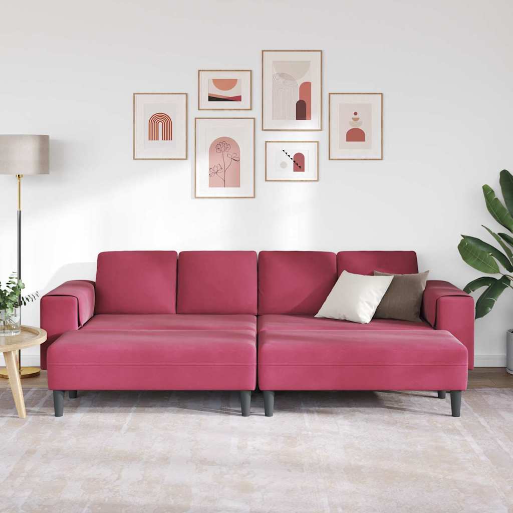 Sofa Set Wine red Velvet