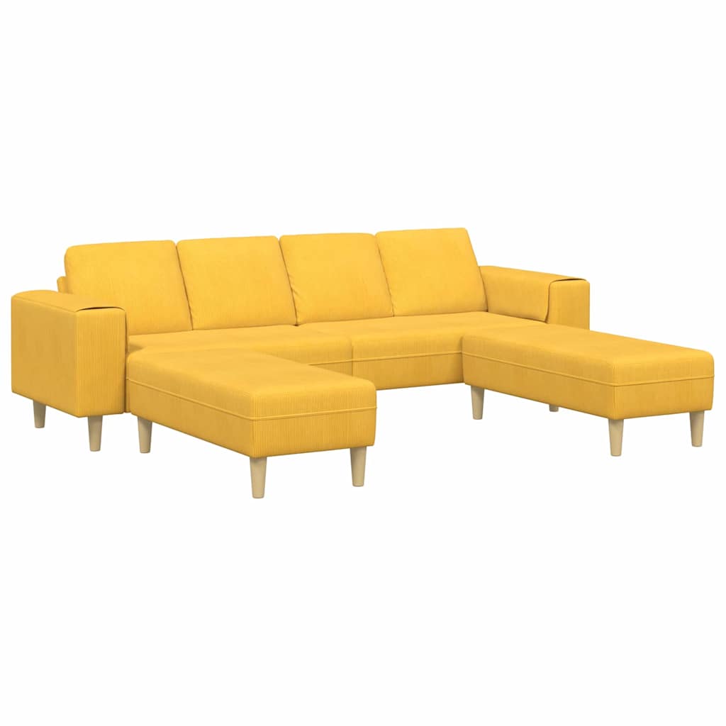 Fabric Sofa Light Yellow Corduroy fabric