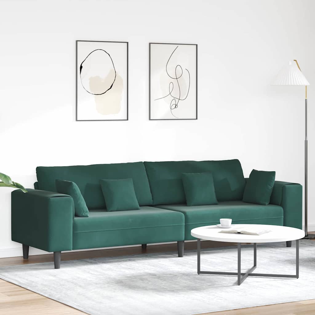 Velvet Sofa with Cushion Dark Green 208 cm Velvet