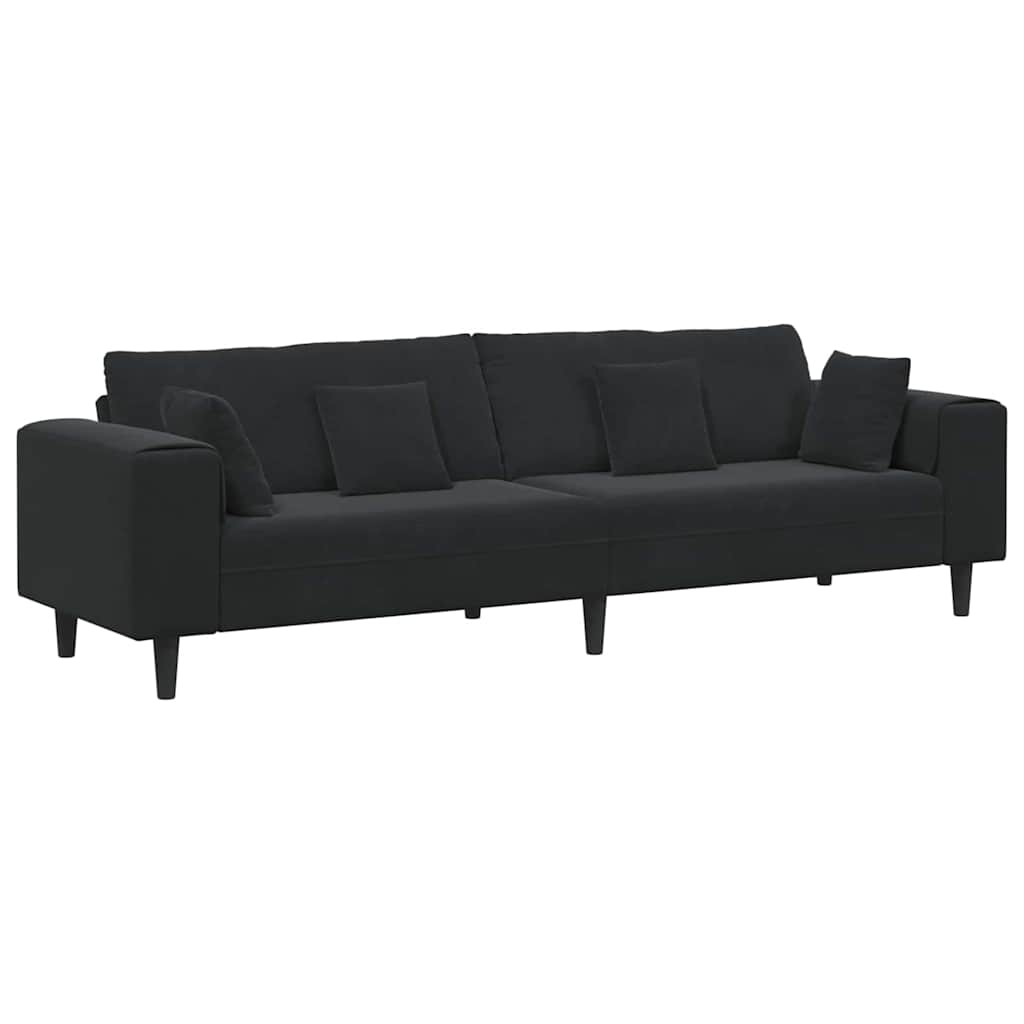 Velvet Sofa with Cushion Black 208 cm Velvet