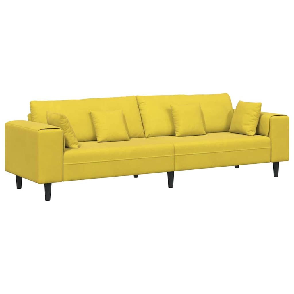 Velvet Sofa with Cushion Yellow 210 cm Velvet