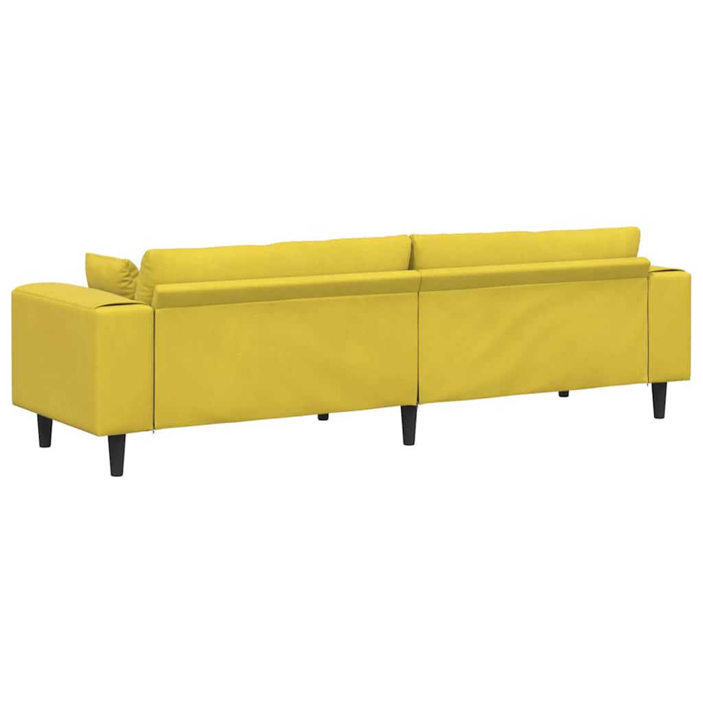 Velvet Sofa with Cushion Yellow 210 cm Velvet
