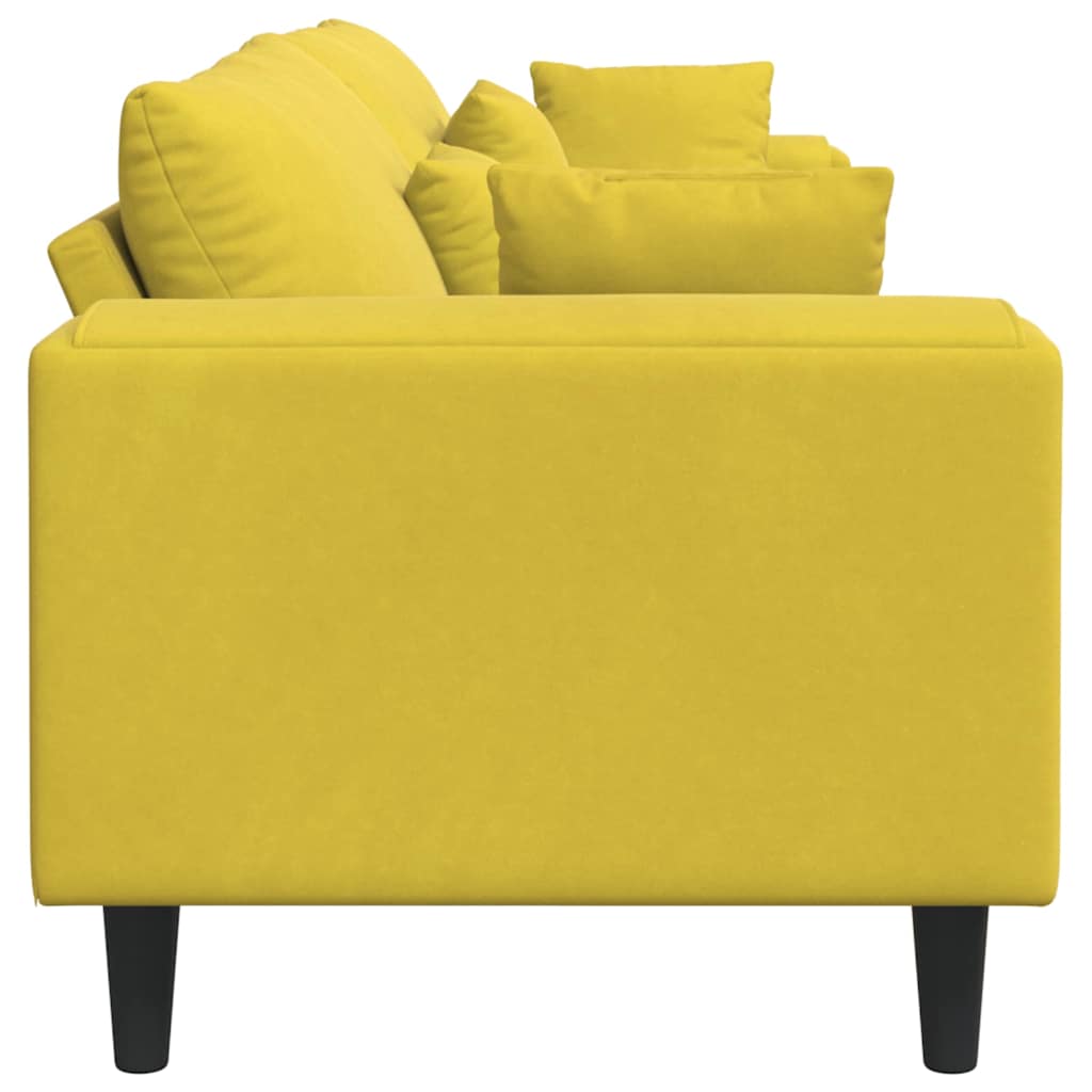 Velvet Sofa with Cushion Yellow 210 cm Velvet