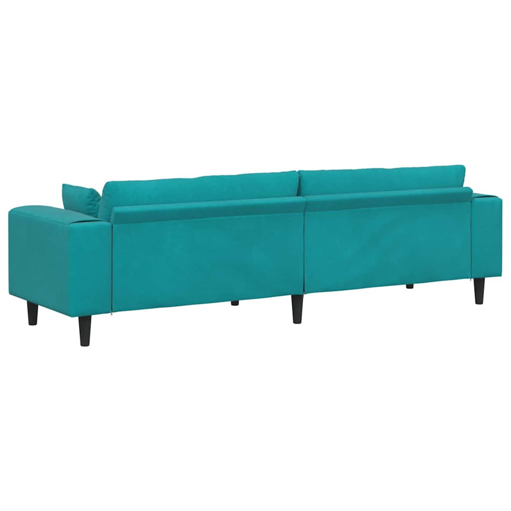 Velvet Sofa with Cushion Turquoise 208 cm Velvet