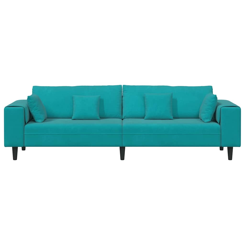 Velvet Sofa with Cushion Turquoise 208 cm Velvet