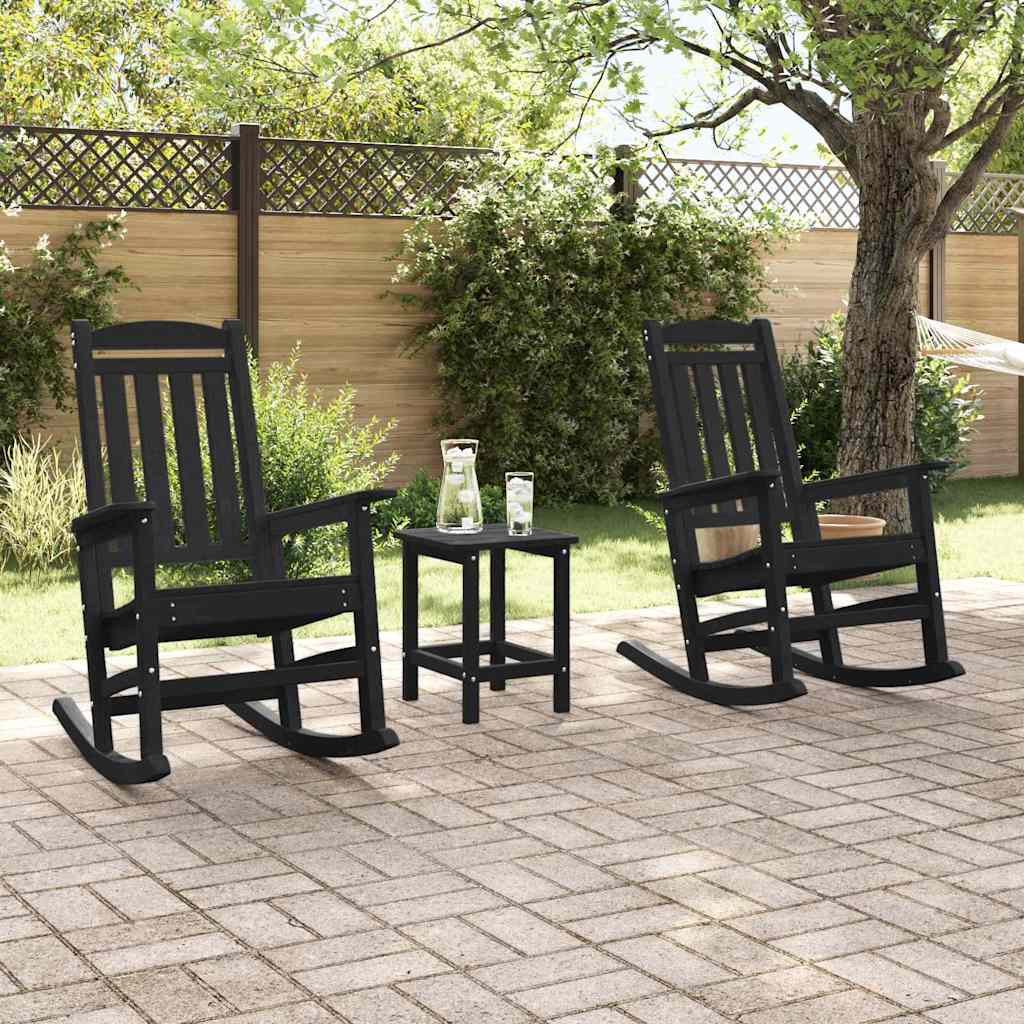 Garden Rocking Chair 3 pcs Black 38 x 38 x 46cm Plastic