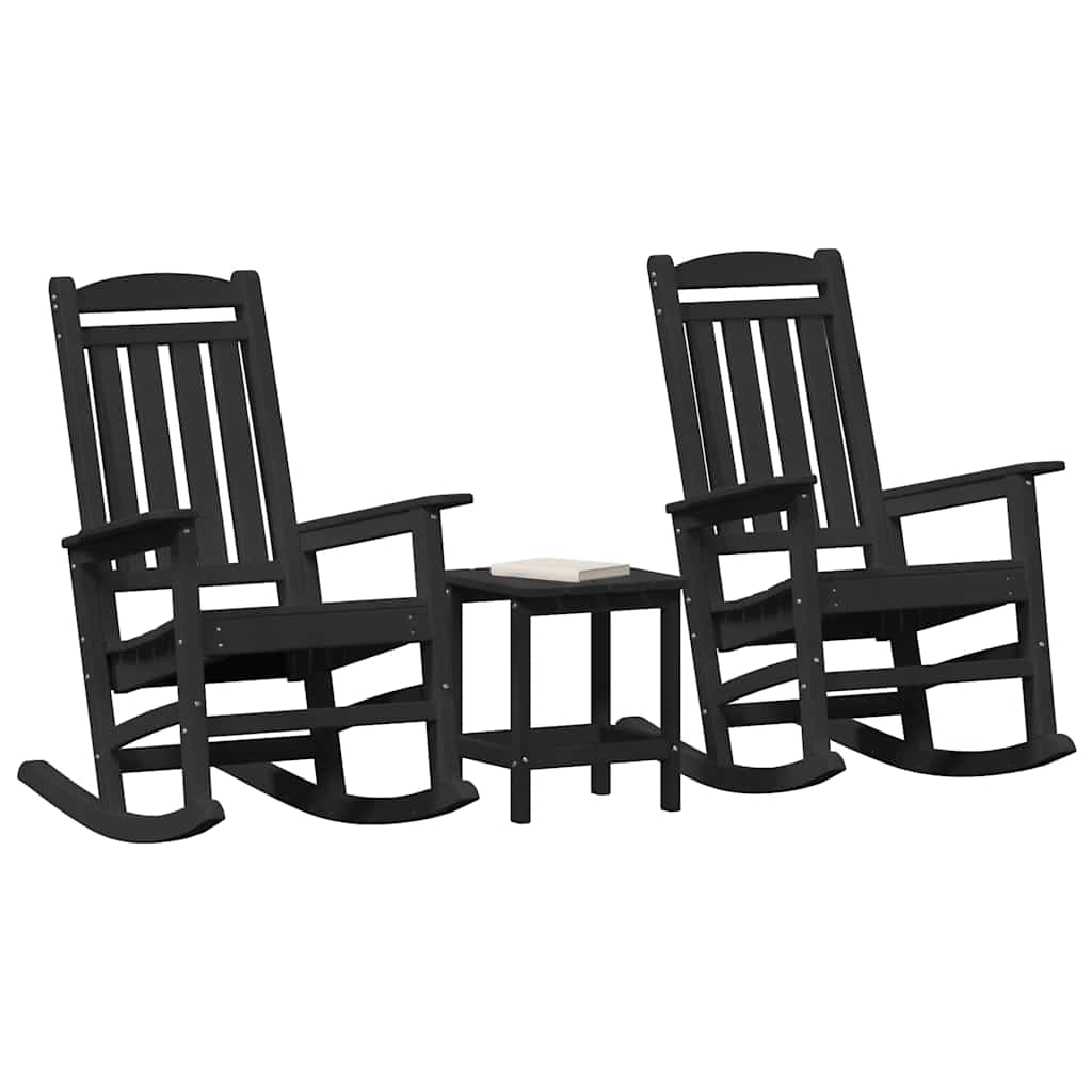 Garden Rocking Chair 3 pcs Black 38 x 38 x 46cm Plastic