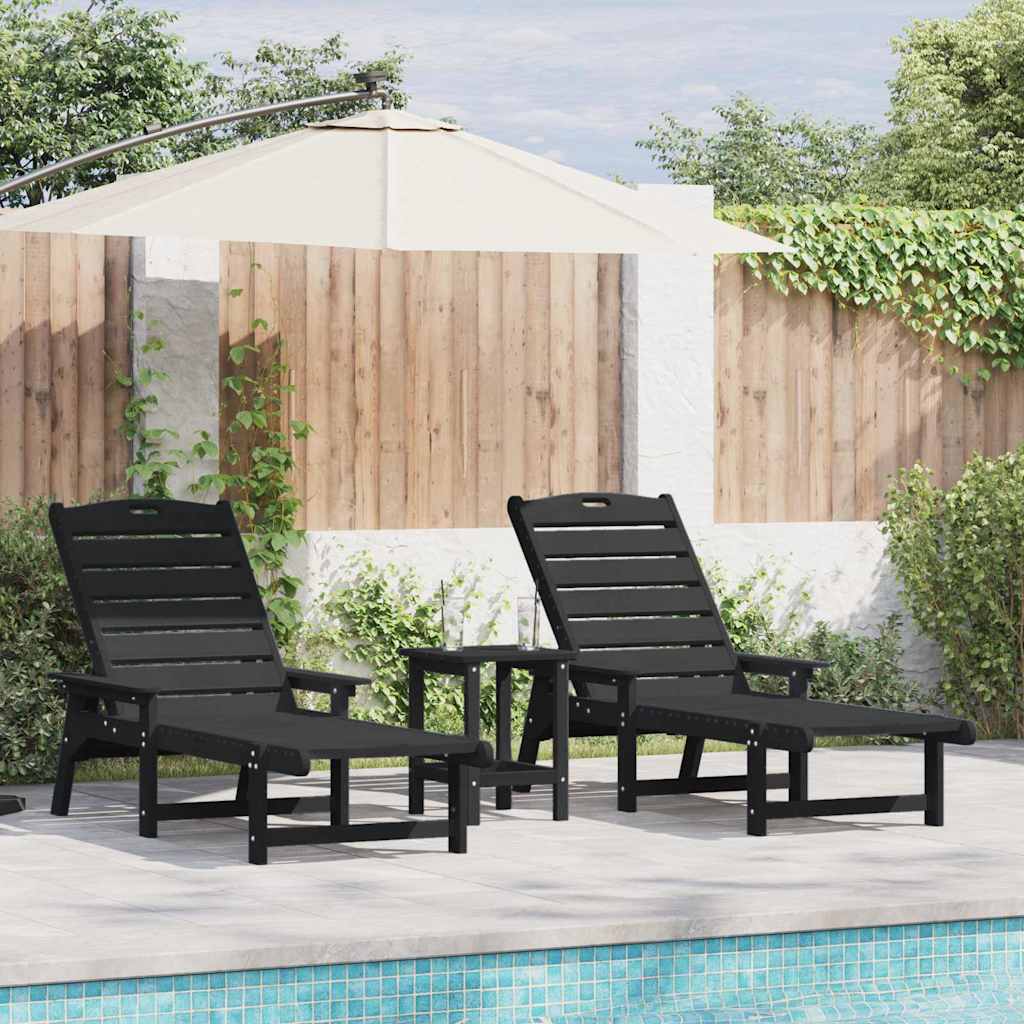 Garden Lounge Furniture Reclining 2 pcs Black 53 x 195.5 x 30cm