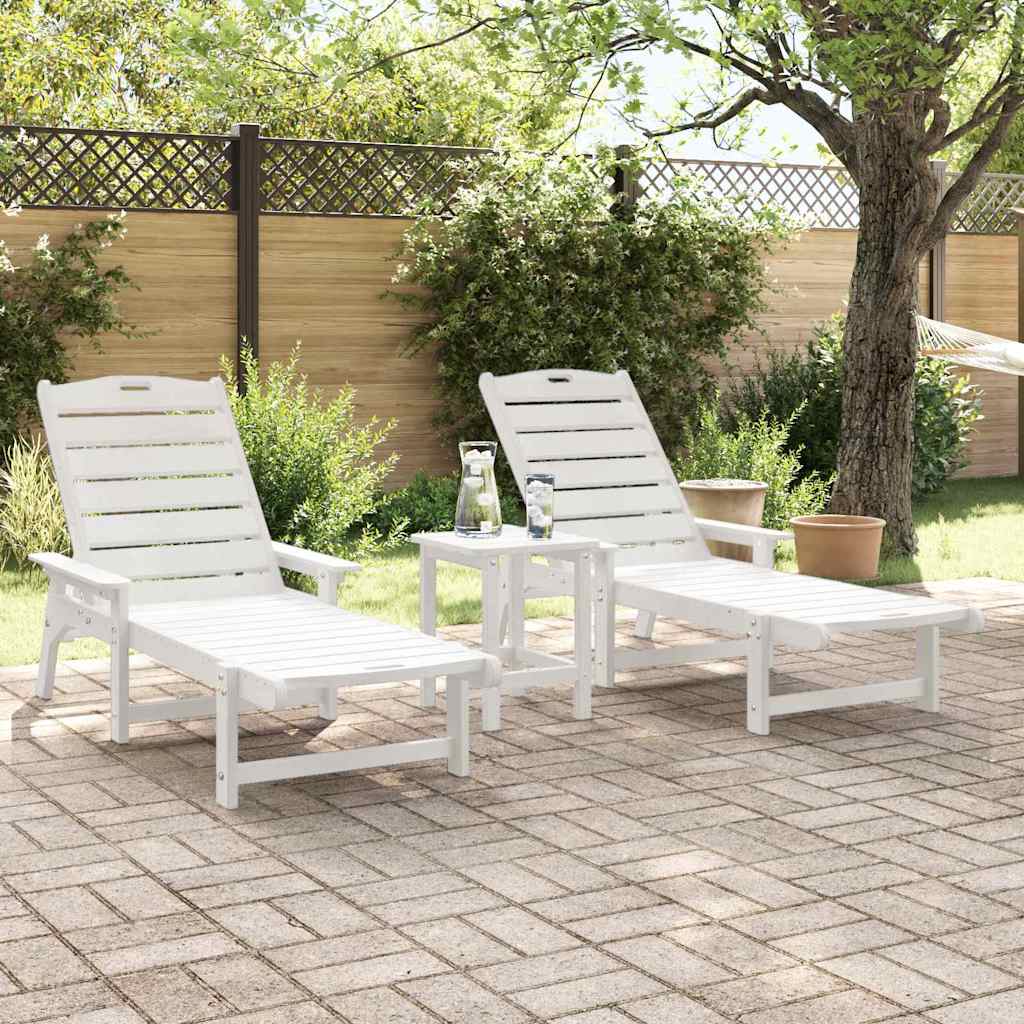 Garden Lounge Furniture 3 pcs White 38 x 38 x 46cm Polyethylene