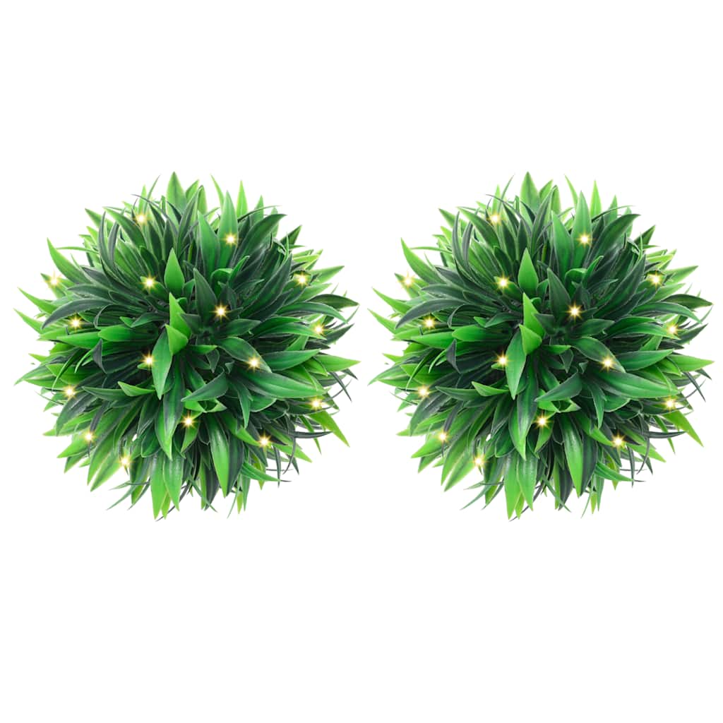 Artificial Boxwood Balls with LED Lights 2 pcs Green 20 cm