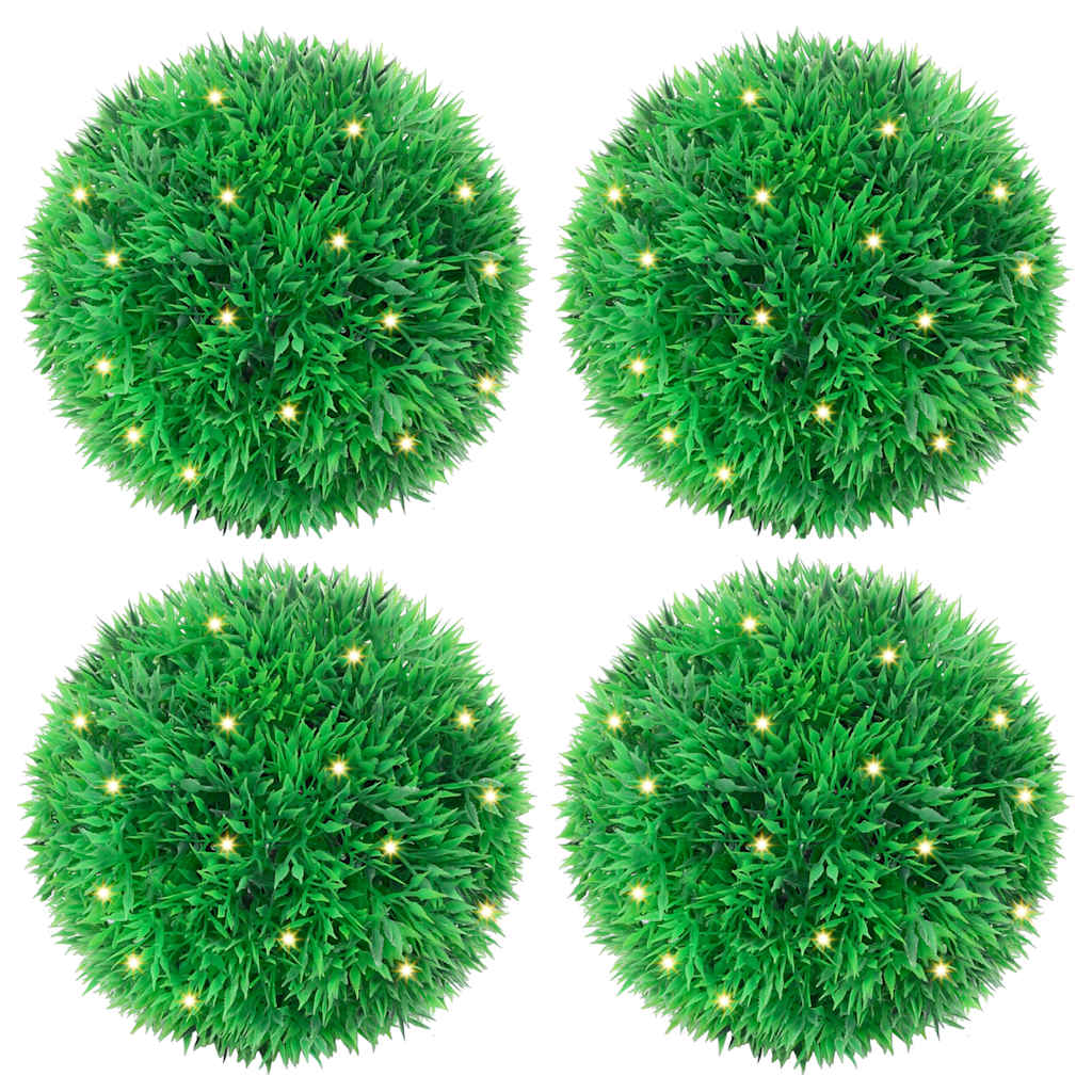 Artificial Boxwood Balls with LED Lights 4 pcs Green 12 cm