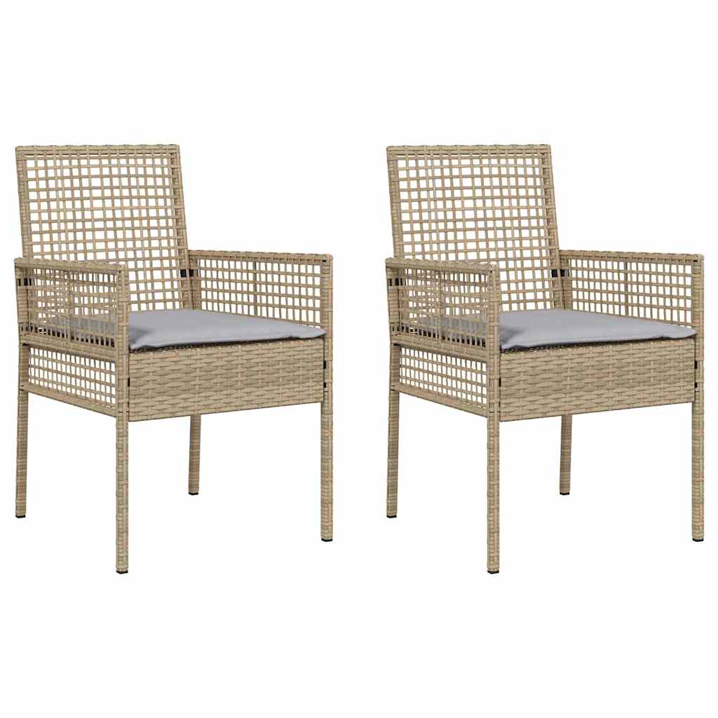 Garden Chair 2 pcs Beige 53 x 60 x 85cm Poly Rattan